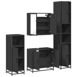 Ensemble de meubles salle de bain 4 pcs noir bois d'ingénierie 