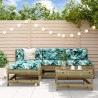 Salon de jardin 5 pcs avec coussins bois de pin imprégné 