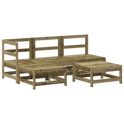 Salon de jardin 5 pcs avec coussins bois de pin imprégné 