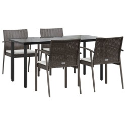 Ensemble à manger de jardin 5 pcs coussins résine tressée acier 