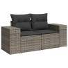 Salon de jardin 6 pcs avec coussins gris résine tressée 