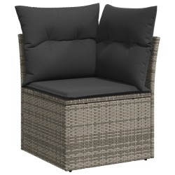 Salon de jardin 6 pcs avec coussins gris résine tressée 