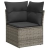 Salon de jardin 6 pcs avec coussins gris résine tressée 