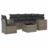 Salon de jardin 6 pcs avec coussins gris résine tressée 