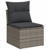 Salon de jardin 6 pcs avec coussins gris résine tressée 