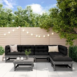 Salon de jardin 7 pcs Gris Bois de pin massif 