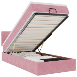 Cadre de lit ottoman avec matelas rose 90x190 cm velours 