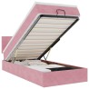 Cadre de lit ottoman avec matelas rose 90x190 cm velours 