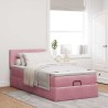 Cadre de lit ottoman avec matelas rose 90x190 cm velours 