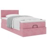 Cadre de lit ottoman avec matelas rose 90x190 cm velours 