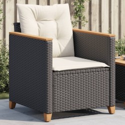 Chaise de jardin avec coussins noir résine tressée 