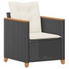 Chaise de jardin avec coussins noir résine tressée 