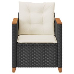 Chaise de jardin avec coussins noir résine tressée 