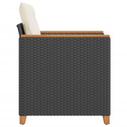Chaise de jardin avec coussins noir résine tressée 