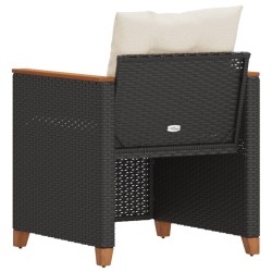 Chaise de jardin avec coussins noir résine tressée 