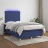 Sommier à lattes de lit matelas et LED bleu 120x190 cm tissu 
