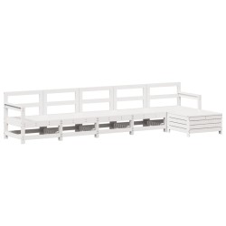 Salon de jardin 6 pcs blanc bois de pin massif 