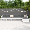 Salon de jardin 6 pcs blanc bois de pin massif 