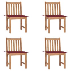 Chaises de jardin lot de 4 avec coussins Bois de teck massif 