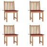 Chaises de jardin lot de 4 avec coussins Bois de teck massif 