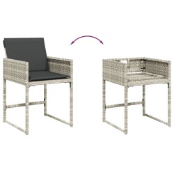 Ensemble à manger de jardin et coussins 7 pcs gris clair rotin 