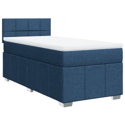 Sommier à lattes de lit avec matelas Bleu 90x190 cm Tissu 