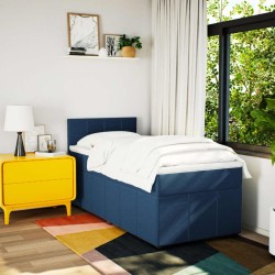 Sommier à lattes de lit avec matelas Bleu 90x190 cm Tissu 