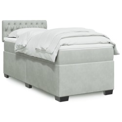 Sommier à lattes de lit et matelas Gris clair 100x200cm Velours 