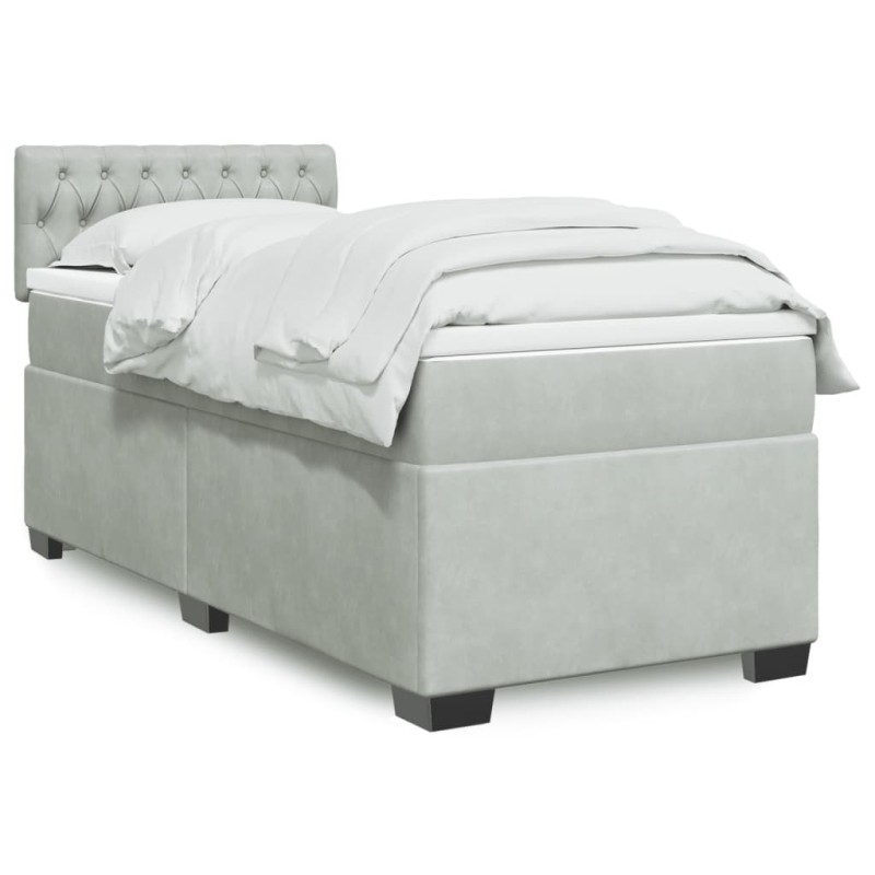 Sommier à lattes de lit et matelas Gris clair 100x200cm Velours 