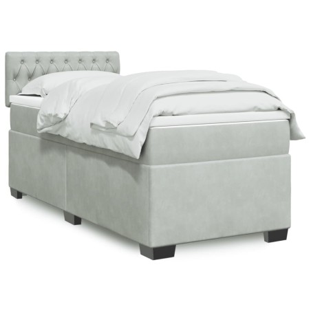 Sommier à lattes de lit et matelas Gris clair 100x200cm Velours 