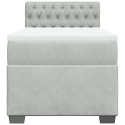 Sommier à lattes de lit et matelas Gris clair 100x200cm Velours 