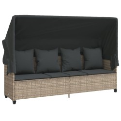 Salon de jardin 5 pcs avec coussins gris clair résine tressée 