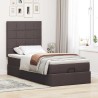 Cadre de lit ottoman avec matelas marron foncé 90x190 cm tissu 