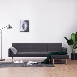 Canapé-lit en forme de L Gris foncé Polyester  