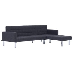 Canapé-lit en forme de L Gris foncé Polyester  