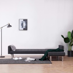 Canapé-lit en forme de L Gris foncé Polyester  