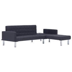 Canapé-lit en forme de L Gris foncé Polyester  