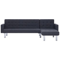 Canapé-lit en forme de L Gris foncé Polyester  