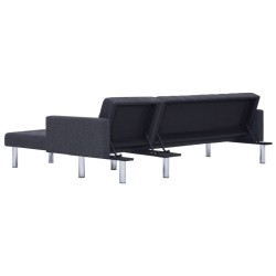 Canapé-lit en forme de L Gris foncé Polyester  