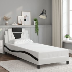 Cadre de lit sans matelas blanc et noir 90x200 cm similicuir 