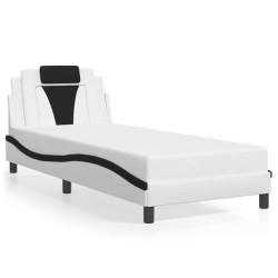 Cadre de lit sans matelas blanc et noir 90x200 cm similicuir 