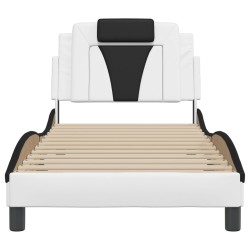 Cadre de lit sans matelas blanc et noir 90x200 cm similicuir 