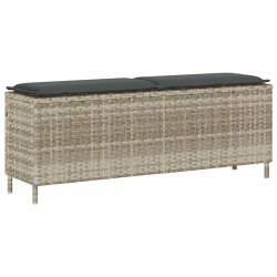 Banc de jardin coussin gris clair 110x30x40,5 cm résine tressée 