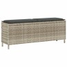 Banc de jardin coussin gris clair 110x30x40,5 cm résine tressée 