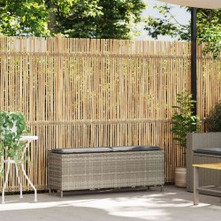 Banc de jardin coussin gris clair 110x30x40,5 cm résine tressée 