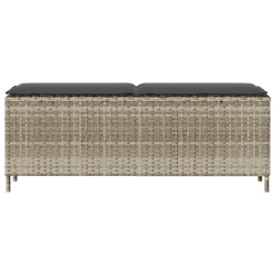 Banc de jardin coussin gris clair 110x30x40,5 cm résine tressée 