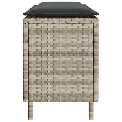 Banc de jardin coussin gris clair 110x30x40,5 cm résine tressée 