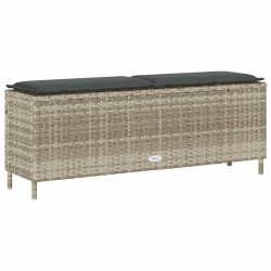 Banc de jardin coussin gris clair 110x30x40,5 cm résine tressée 
