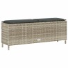 Banc de jardin coussin gris clair 110x30x40,5 cm résine tressée 