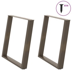Pieds de table à manger en forme de U, 2 pièces, acier naturel, 70 x (72-73) cm 